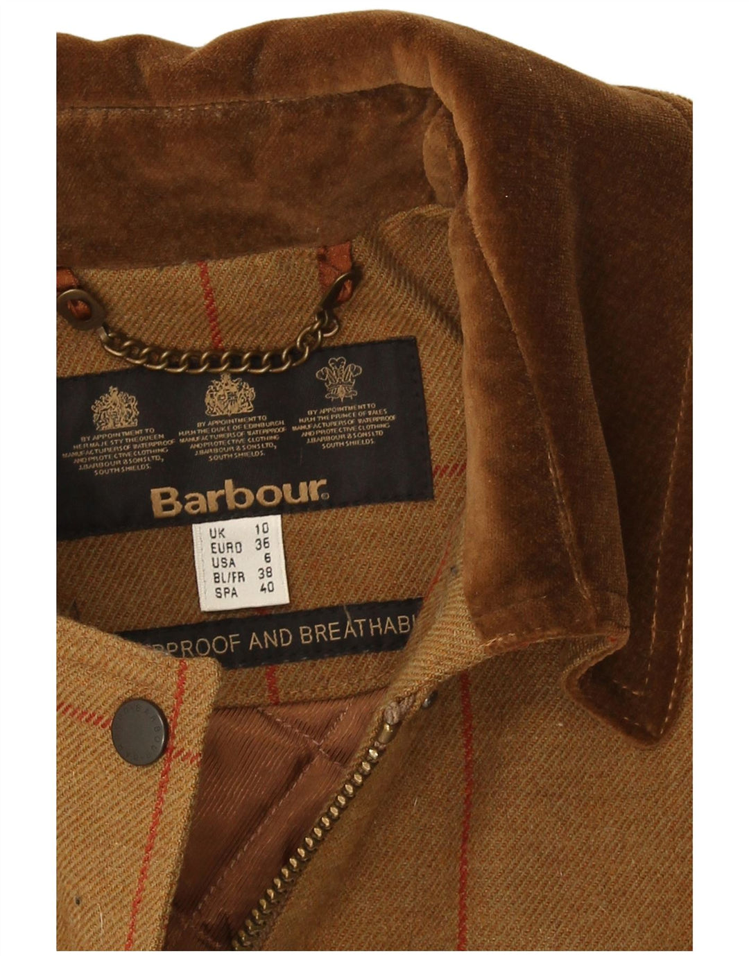Sobretudo feminino Barbour oversized UK 10 pequeno xadrez bege