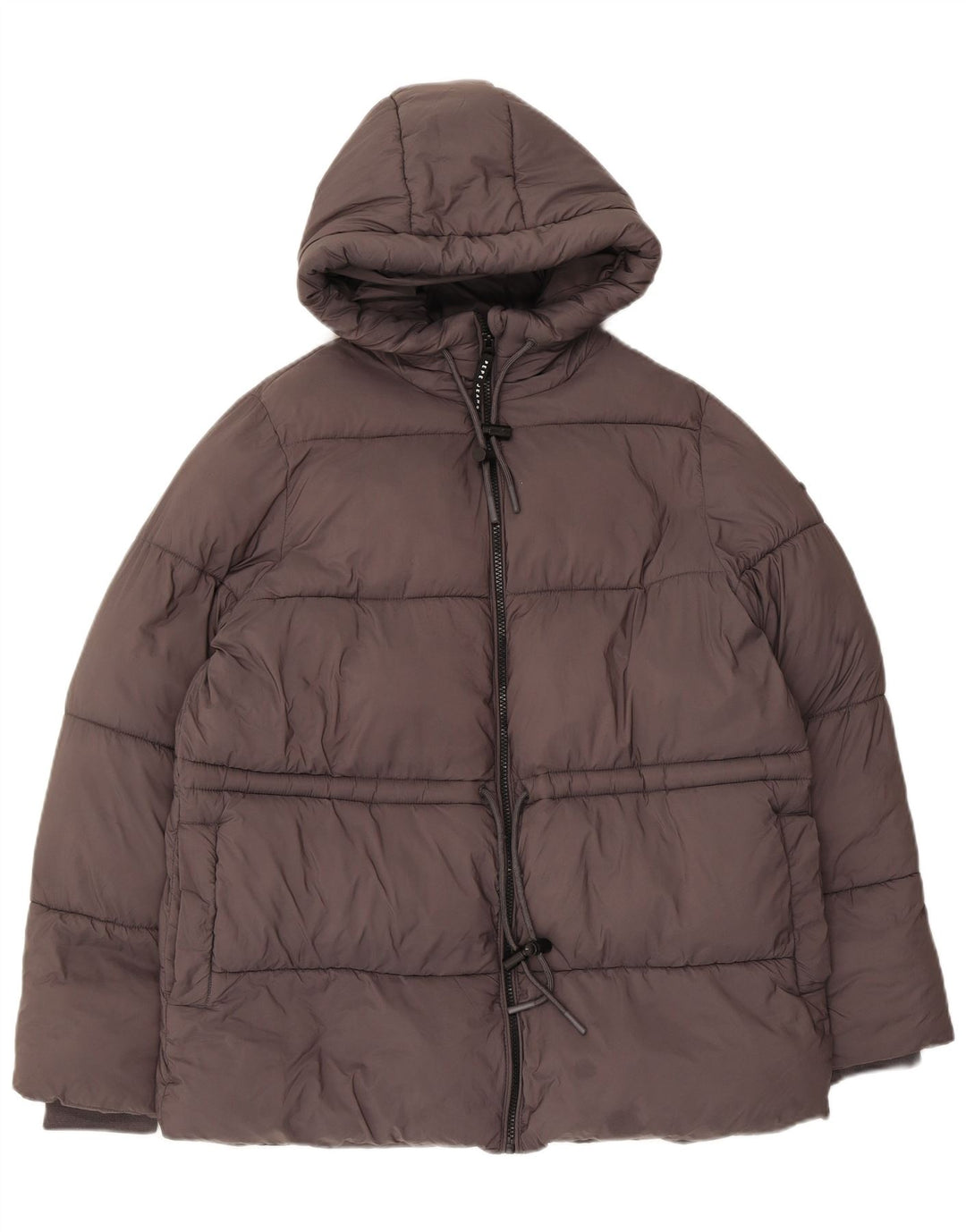 PEPE Jeans Dame Hætte Oversized Polstret Jakke UK 10 Lille Grå Polyester