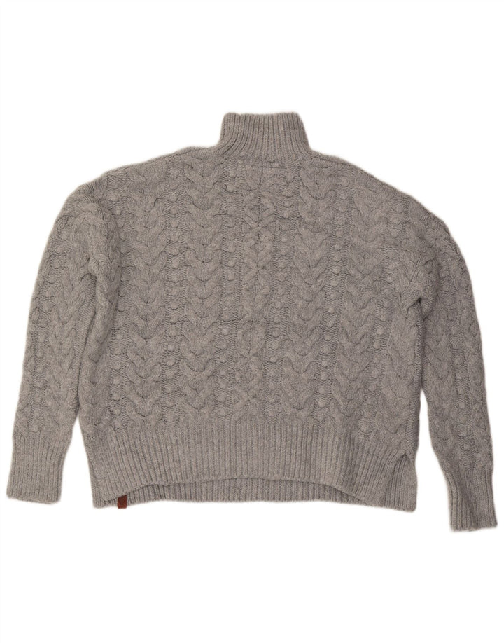 Superdry Womens Oversized Turtle Neck Jumper Sweater UK 14 Medium Grey
