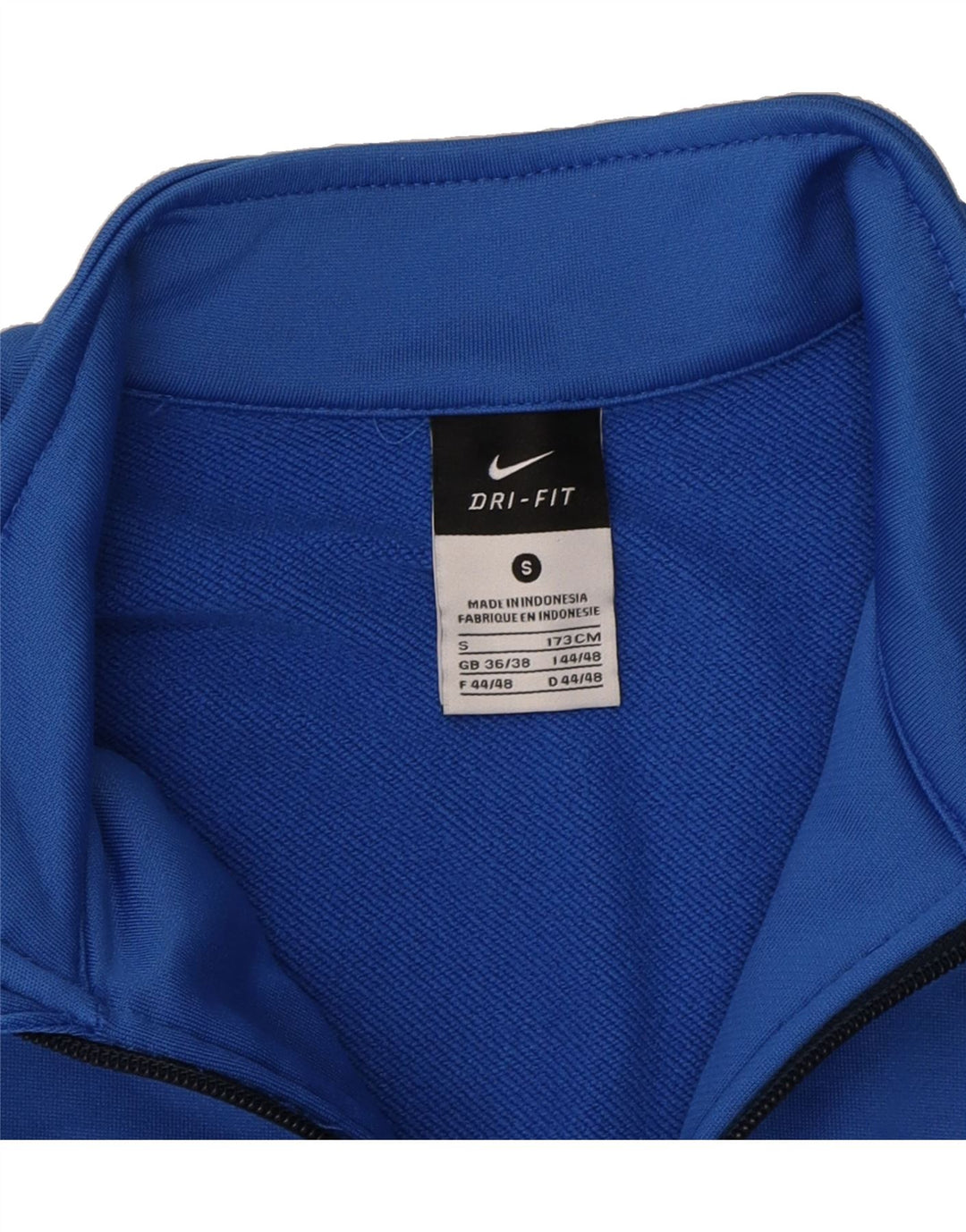 NIKE Mens Dri Fit Pullover Tracksuit Top UK 36/38 Small Blue Colourblock Vintage Nike and Second-Hand Nike from Messina Hembry 