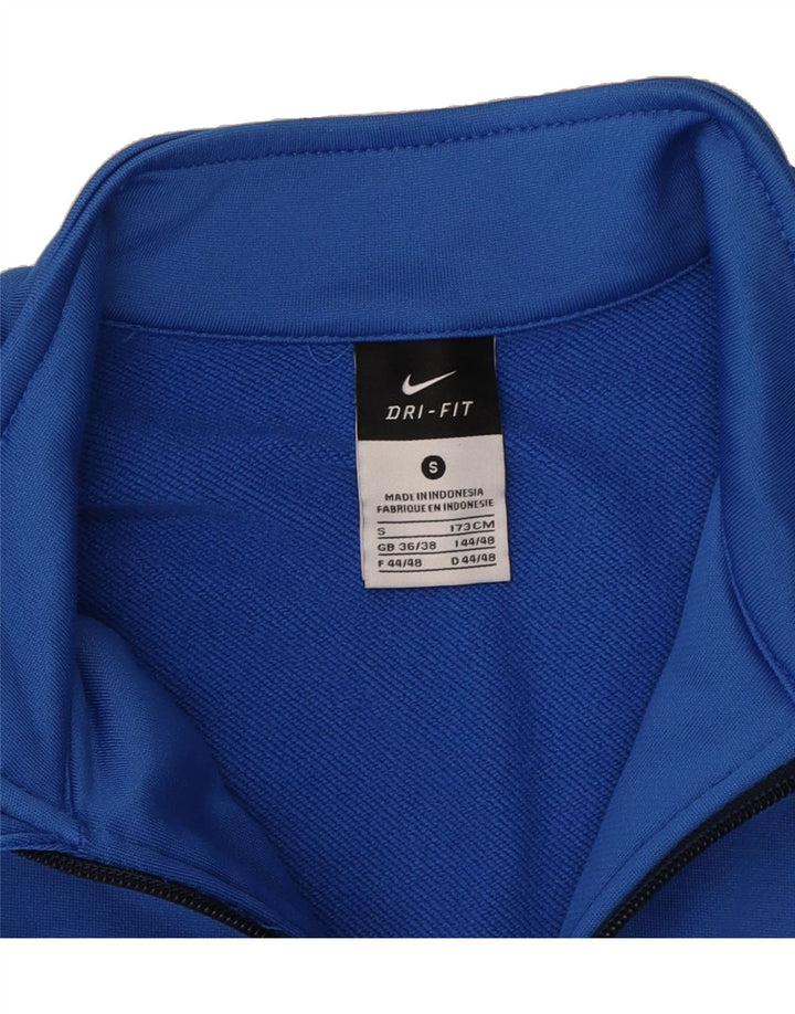NIKE Mens Dri Fit Pullover Tracksuit Top UK 36/38 Small Blue Colourblock Vintage Nike and Second-Hand Nike from Messina Hembry 