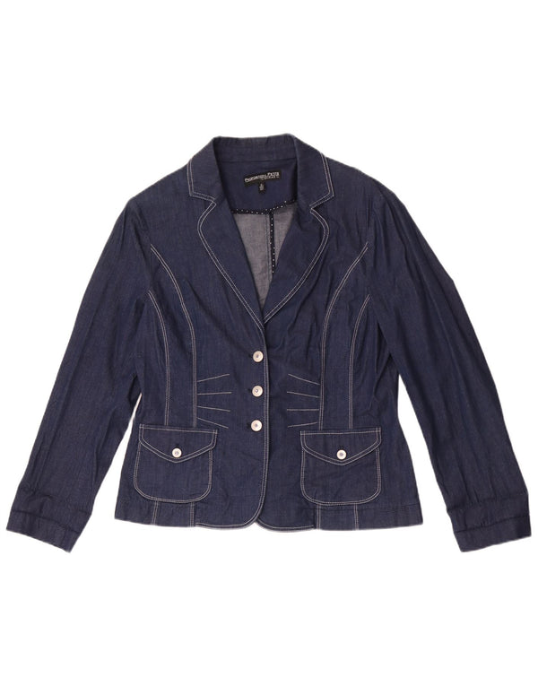 Conrad Womens 3 Button Denim Blazer Jacket US 8 Medium Navy Blue