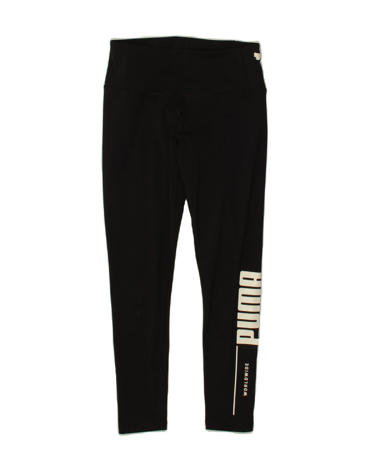 PUMA Womens Graphic Leggings UK 8 Small  Black Polyester Vintage Puma and Second-Hand Puma from Messina Hembry 