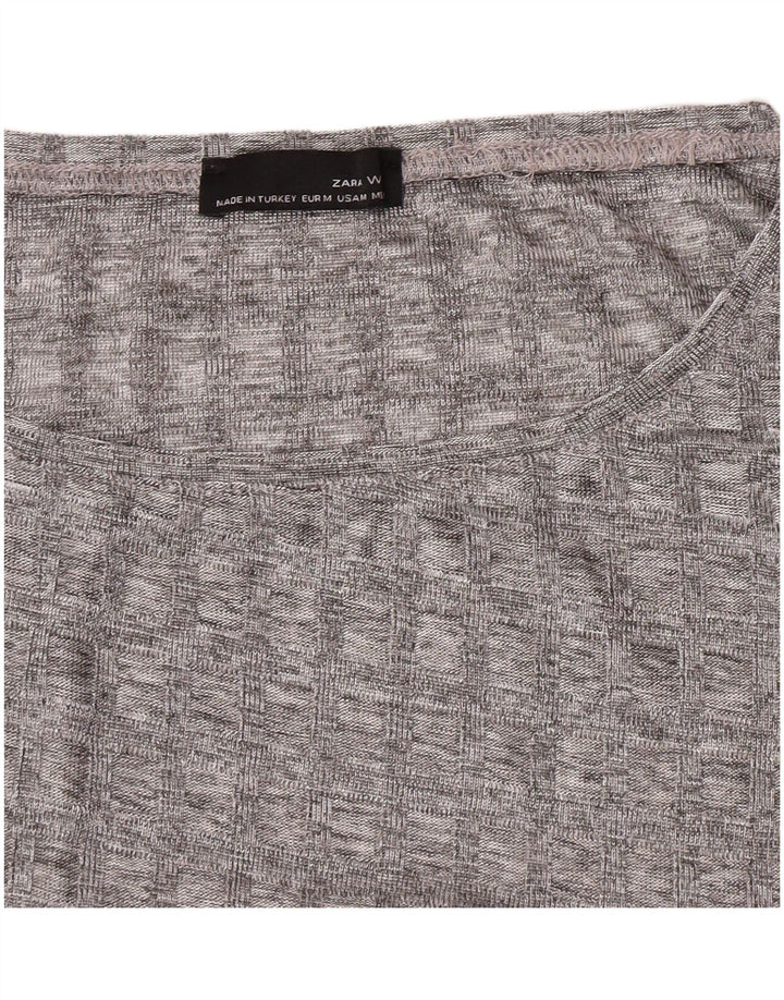 Zara Womens Top Long Sleeve UK 12 Medium Grey