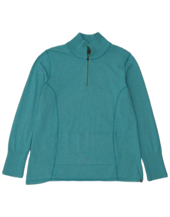Eddie Bauer Womens Zip Neck Jumper Sweater UK 18 XL Blue Polyester