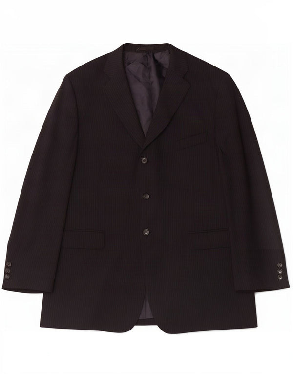 Jaqueta blazer masculina de 3 botões Marks & Spencer Reino Unido 46 XL risca de giz azul marinho