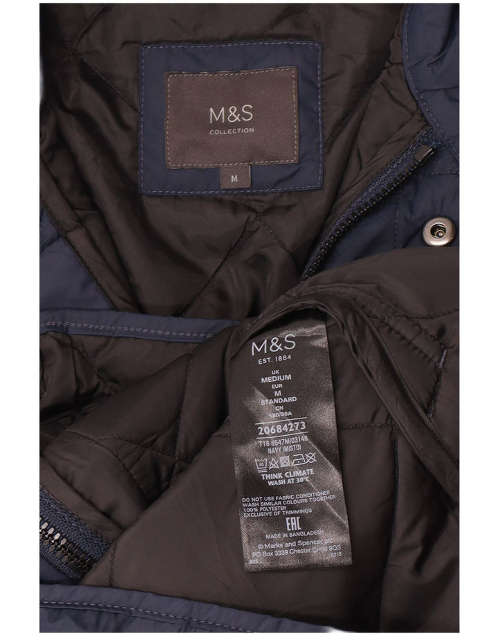 Marks & Spencer Mens Quilted Jacket UK 38 Medium Navy Blue Polyester