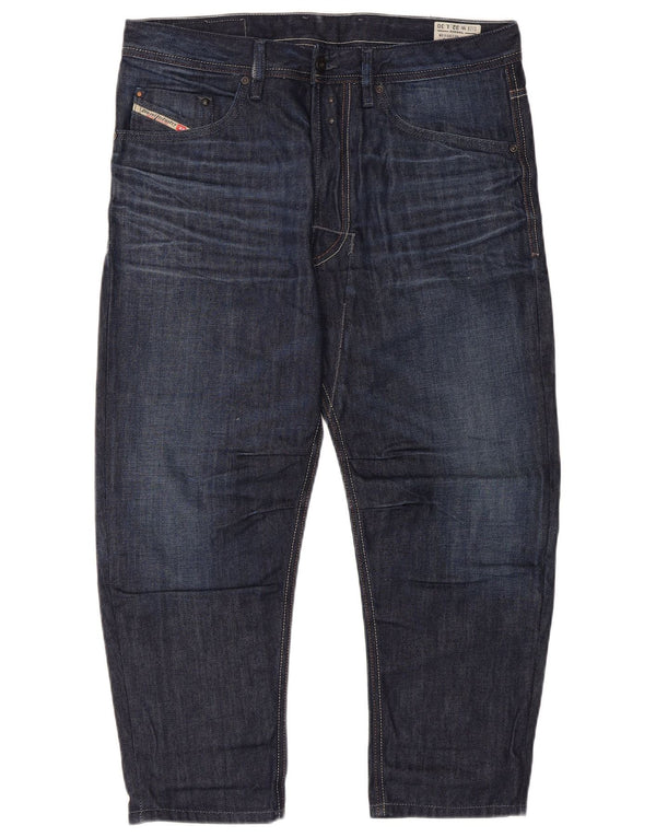 Diesel Mens Carrot Regular Capri Jeans W32 L22 Navy Blue Cotton
