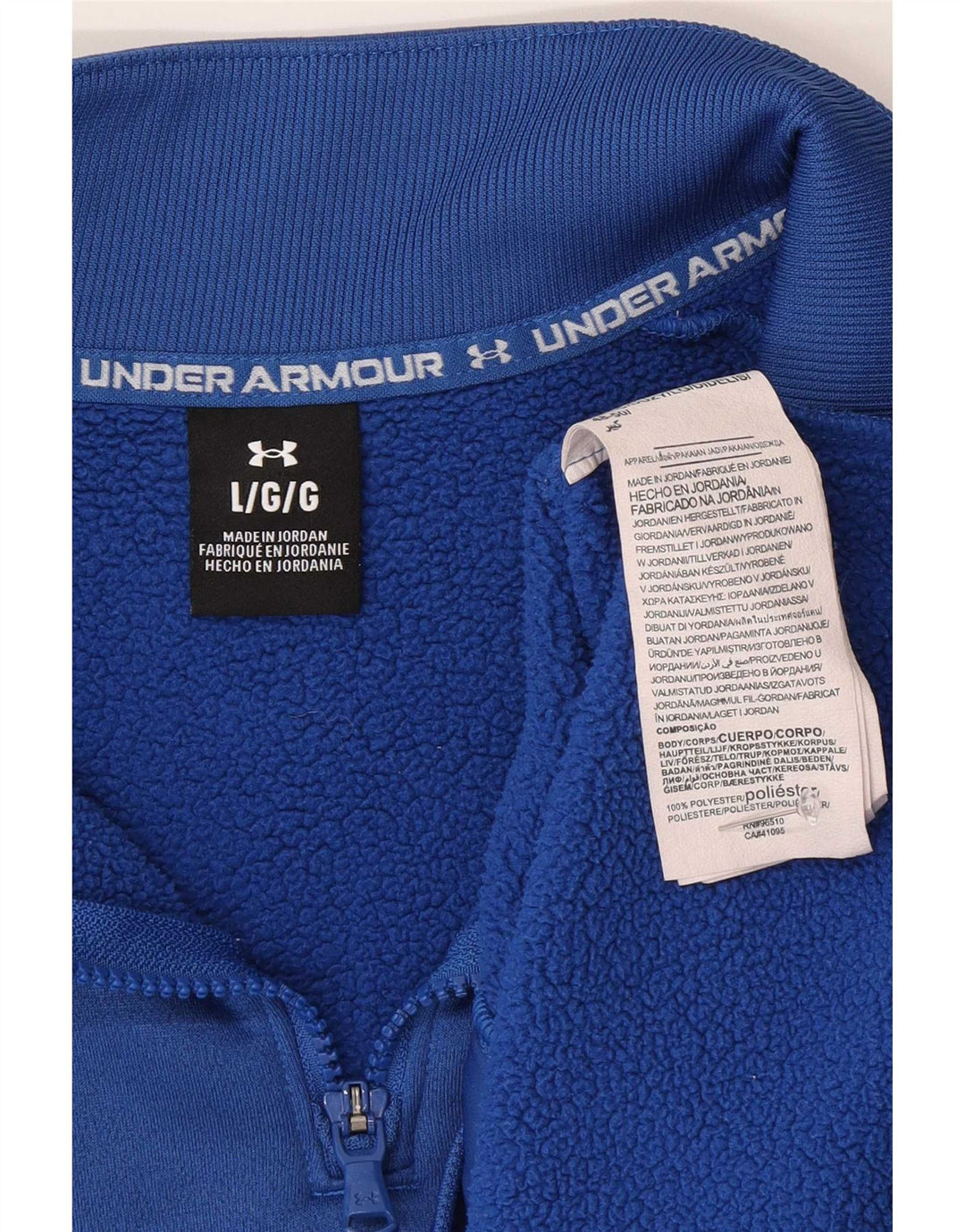 Under Armour Mens Crop Zip Neck Sweatshirt Jumper Large Blue Polyester