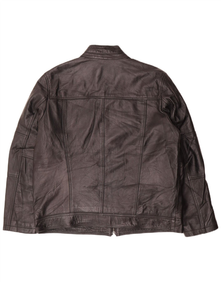 Derimod Expo Womens Leather Jacket UK 20 2XL Black Leather