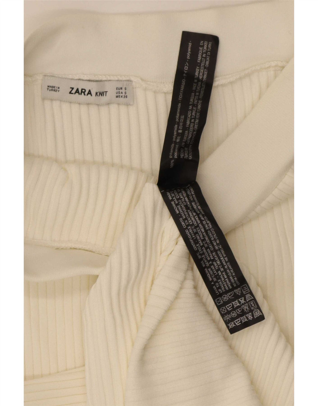 Zara Womens Knit Asymmetrical Skirt Small W26 Off White Polyester