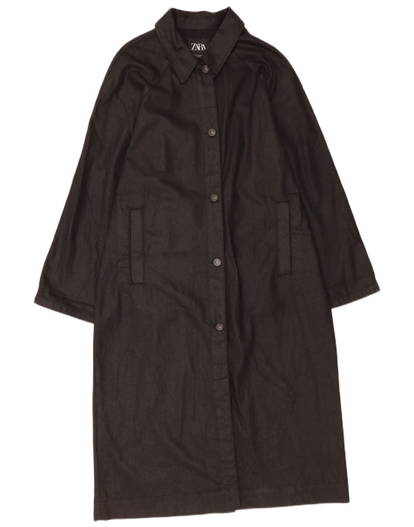 Damski płaszcz oversize Zara UK 14, średni czarny, bawełniany