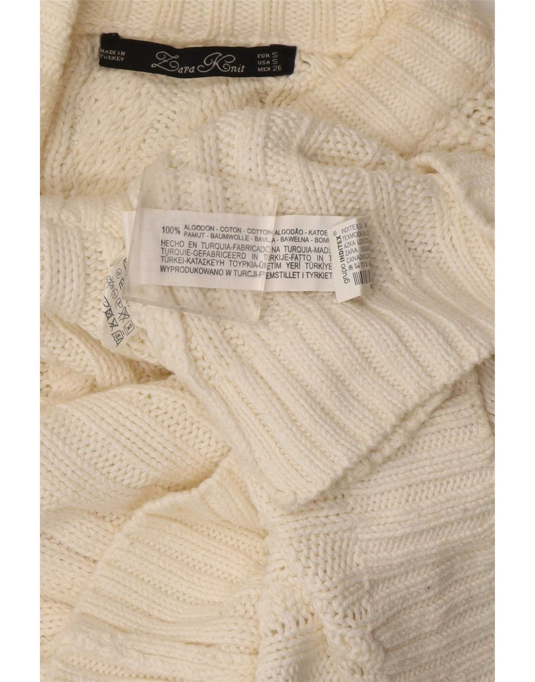 Zara Womens Crop Oversized Turtle Neck Jumper Sweater UK 10 Small White