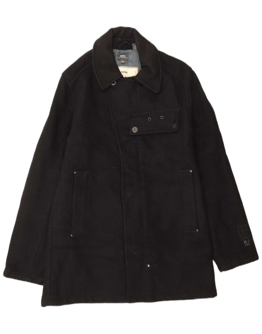 G-STAR Mens Overcoat UK 40 Large Black Wool