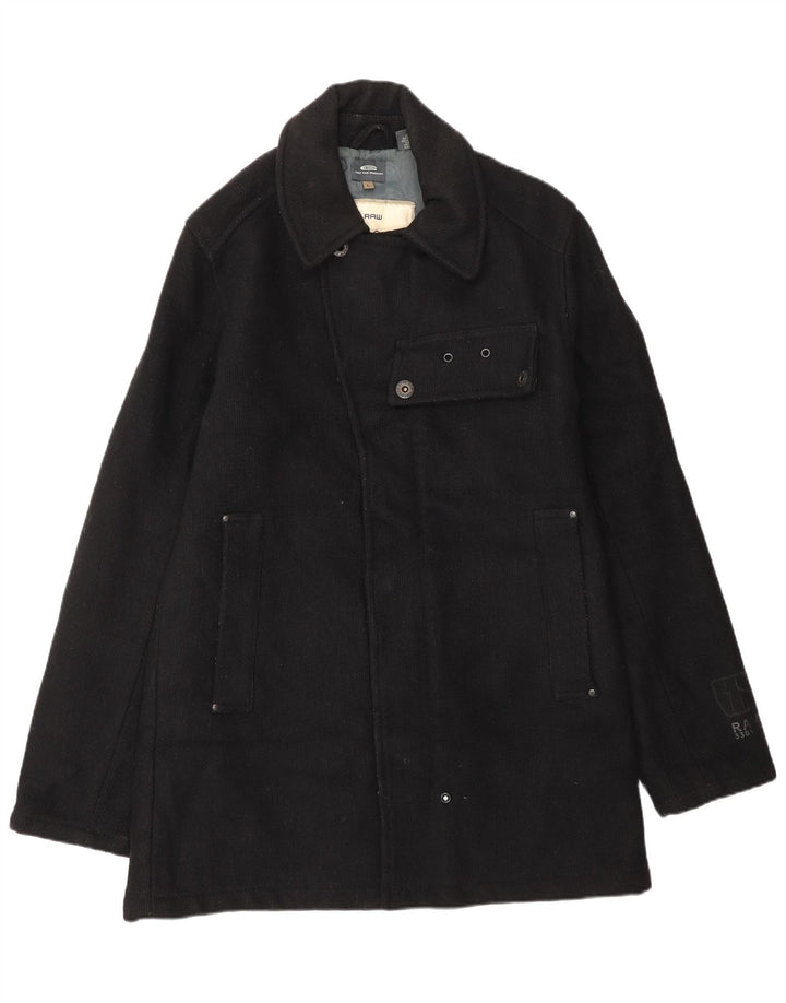 G-STAR Mens Overcoat UK 40 Large Black Wool