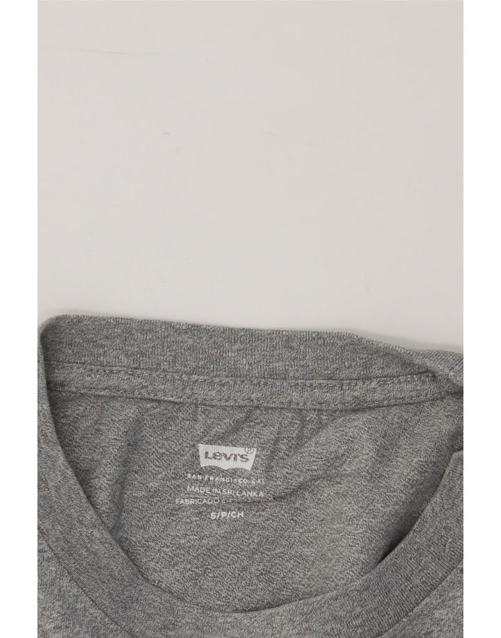 LEVI'S Womens Oversized Crop Graphic T-Shirt Top UK 10 Small Grey Vintage Levi's and Second-Hand Levi's from Messina Hembry 