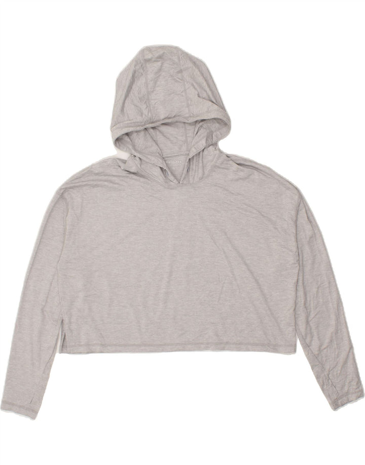 ATHLETA Womens Oversized Crop Hooded Top Long Sleeve UK 6 XS Grey Vintage Athleta and Second-Hand Athleta from Messina Hembry 