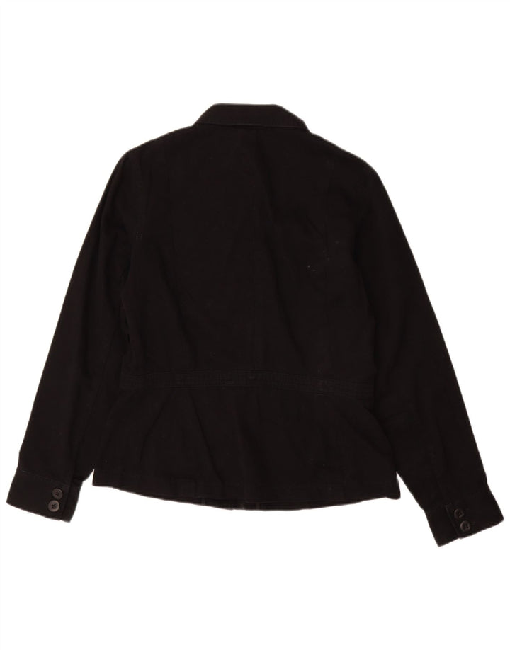 EDDIE BAUER Womens Bomber Jacket UK 14 Medium Black Cotton