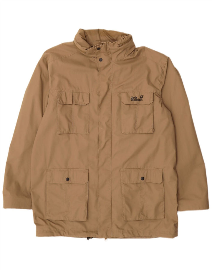 Jack Wolfskin Mens Hooded Utility Jacket UK 44 XL Beige Polyester
