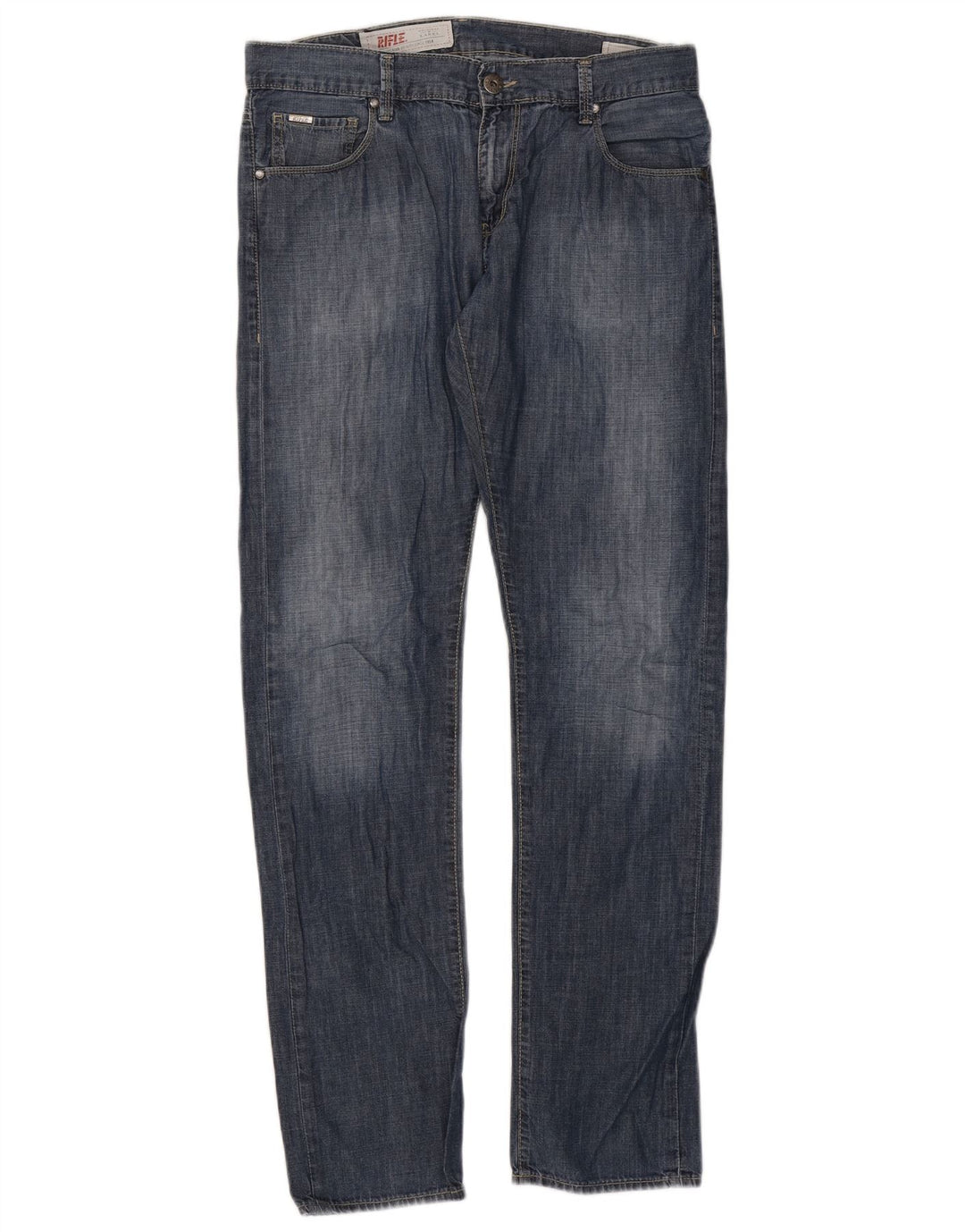 Rifle Mens Straight Jeans IT 48 Medium W34 L34 Blue Cotton