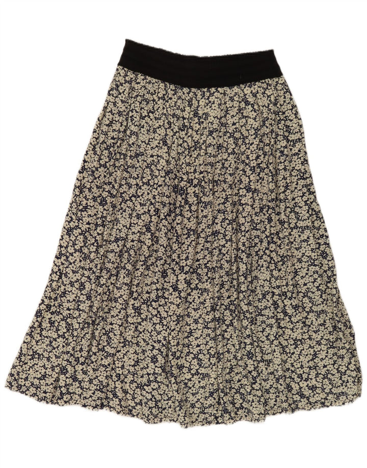 Vintage Womens Flared Skirt W28 Medium  Navy Blue Floral