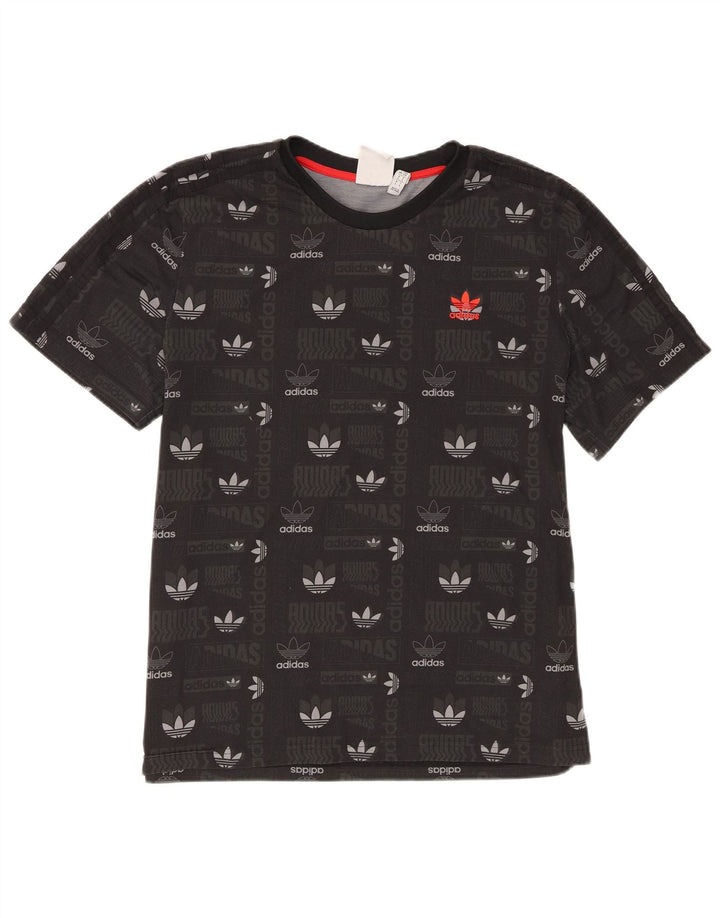 T-shirt grafica da uomo Adidas Top grande in poliestere nero