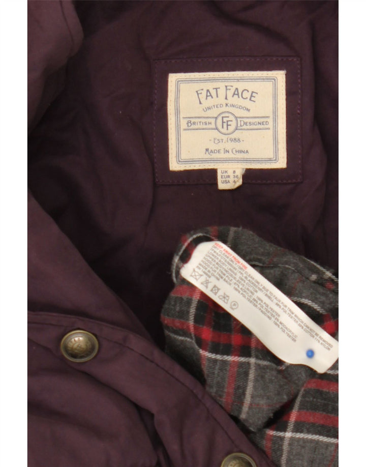Fat Face Manteau rembourré à capuche pour femme UK 8 Small Violet Polyester