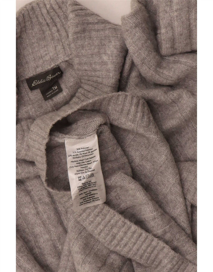 Eddie Bauer Womens Tall Turtle Neck Jumper Sweater UK 14 Medium Grey