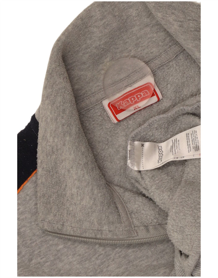 KAPPA Mens Zip Neck Sweatshirt Jumper XL Grey Colourblock Polyester
