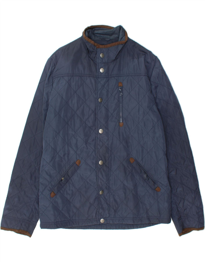 CREW CLOTHING Mens Quilted Jacket UK 40 Large Navy Blue Polyester Vintage Crew Clothing and Second-Hand Crew Clothing from Messina Hembry 