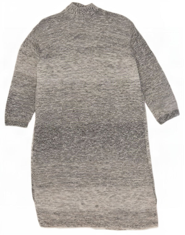Lands End Γυναικείο Longline ανοιχτό πουλόβερ ζακέτα UK 10 Small Grey Flecked