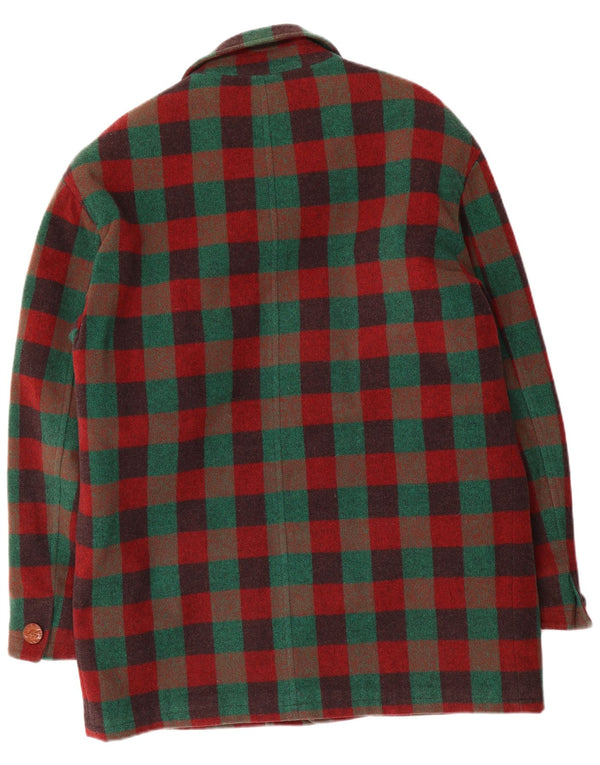 vintage Mens Overcoat IT 48 Moyen Multicolore Check Wool