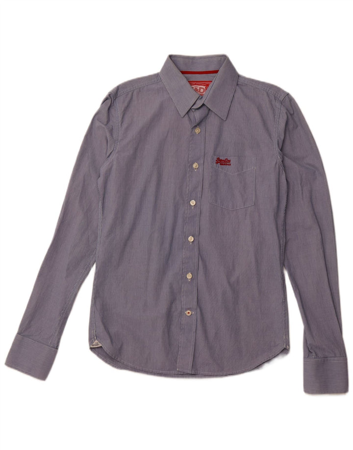 SUPERDRY Mens Shirt Medium Blue Pinstripe Cotton