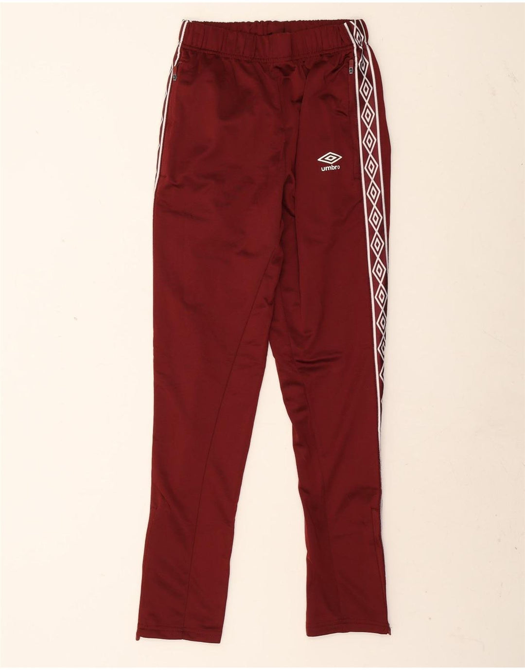 Umbro Mens Graphic Tracksuit Trousers Small Burgundy Polyester