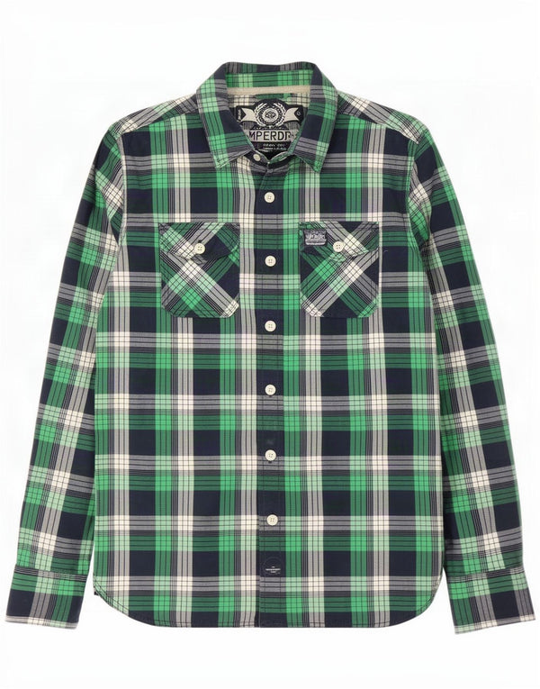 Koszula męska Superdry, bawełniana, w dużą zieloną kratkę