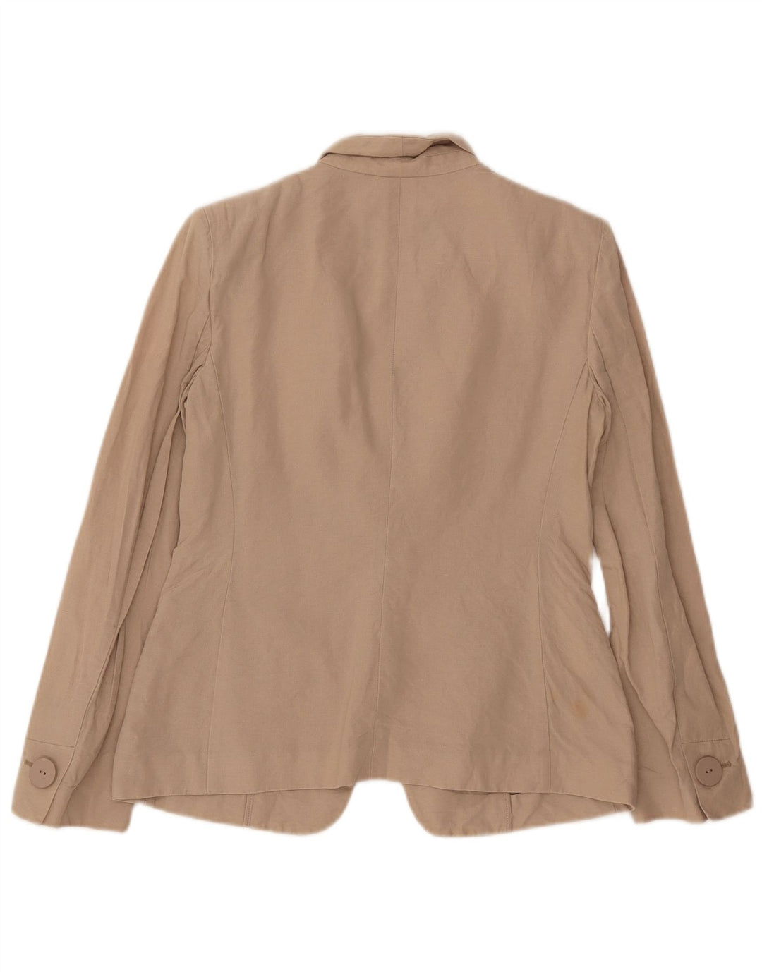 Armani Womens 1 Button Blazer Jacket UK 10 Small Beige Cotton