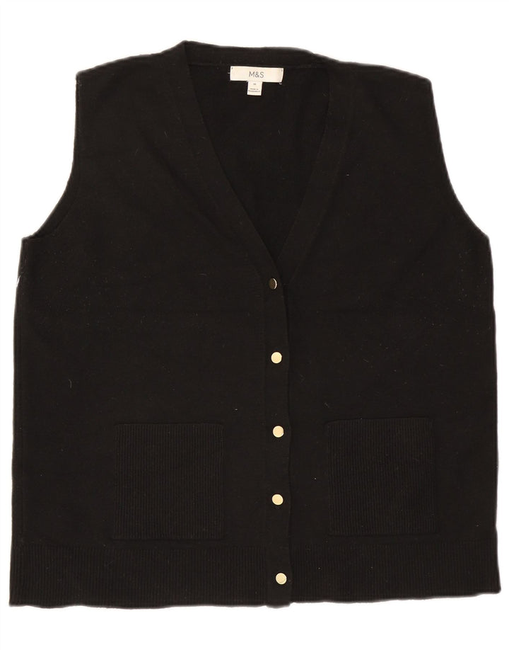 Marks & Spencer Womens Sleeveless Cardigan Sweater UK 12 Medium Black