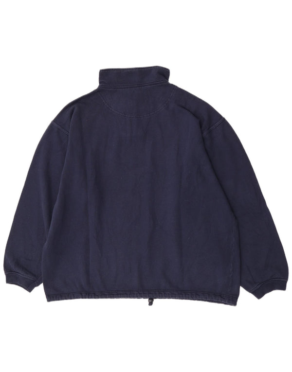 Champion Mens Zip Neck Sweatshirt Jumper 2XL Navy Blue Cotton