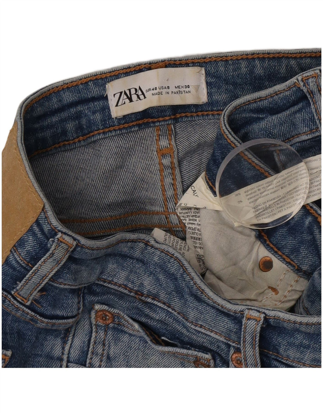 Zara Dame Distressed Slim Jeans EU 40 Medium W30 L31 Blå Bomuld