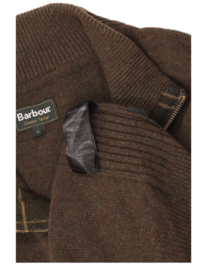 Barbour Mens Zip Neck Jumper Sweater XL Khaki Wool
