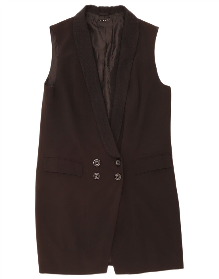 Sisley Womens Longline Sleeveless Blazer Jacket UK 12 Medium Black