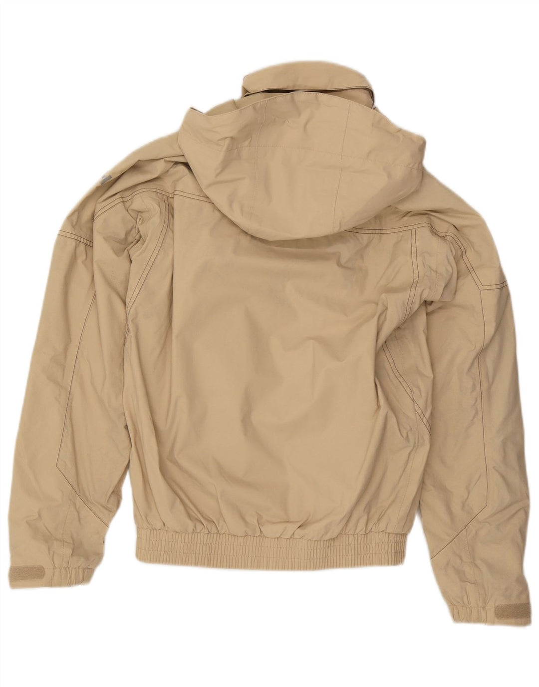 Helly Hansen Mens Graphic Hooded Bomber Jacket UK 36 Small Beige Nylon