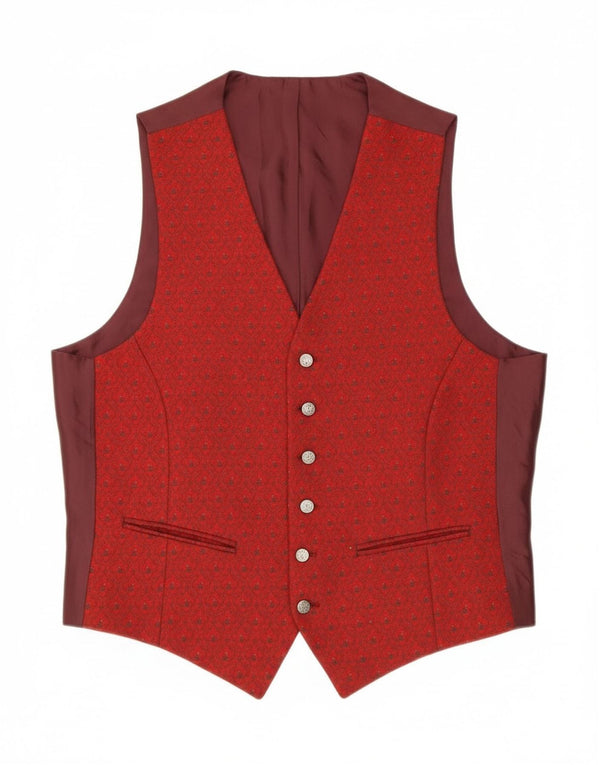 Vintage Mens Waistcoat Medium Red Colourblock