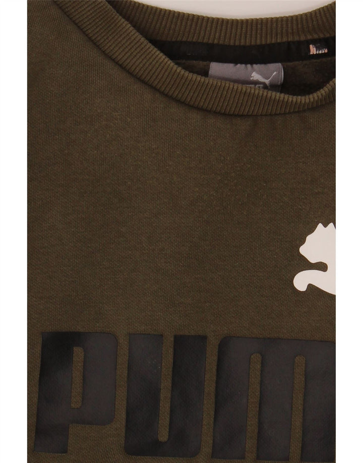 PUMA Mens Graphic Sweatshirt Jumper Large Khaki Cotton
