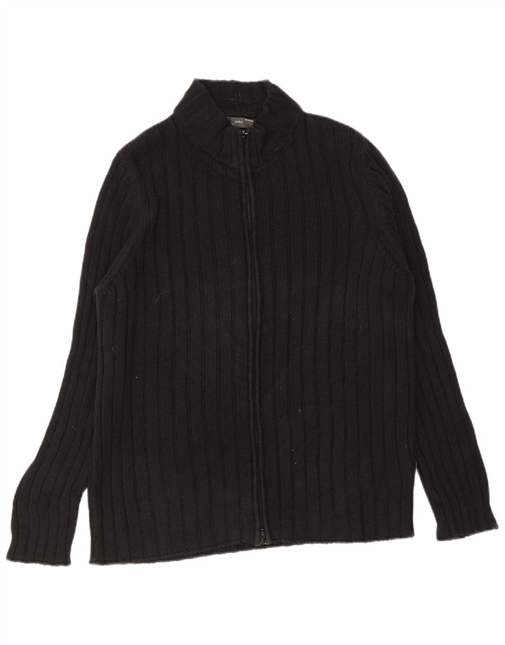 ZARA Mens Cardigan Sweater XL Black Cotton