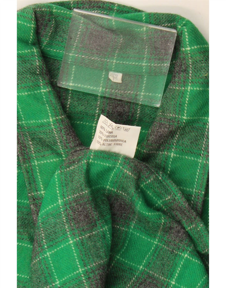 Vintage Mens Flannel Shirt IT 52 Large Green Check Wool