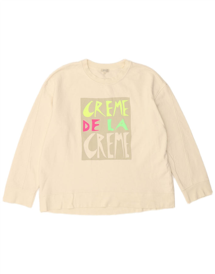 JIGSAW Womens Oversized Graphic Sweatshirt Jumper UK 16 Large Off White