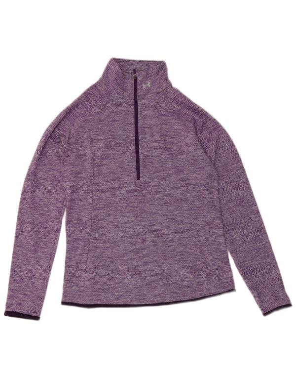 Under Armour Damen-Pullover-Trainingsanzugoberteil UK 12 Mittelviolett gefleckt