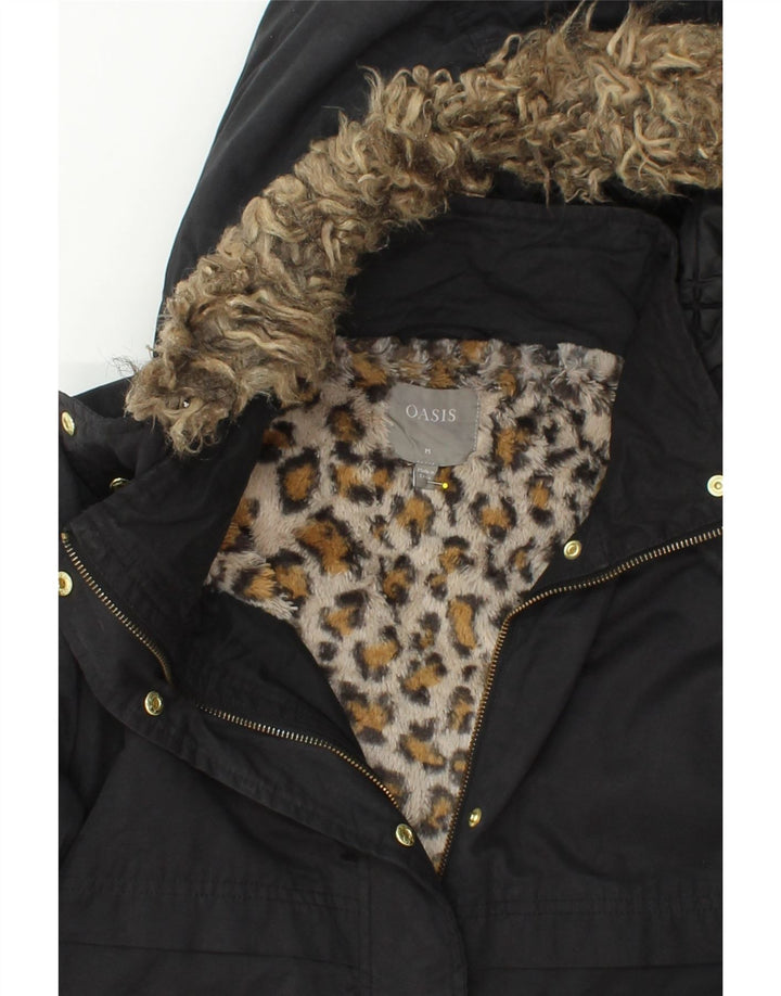 OASIS Womens Hooded Parka Jacket UK 14 Medium Black Cotton Vintage Oasis and Second-Hand Oasis from Messina Hembry 
