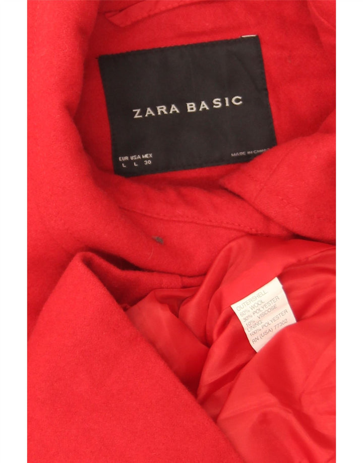 Zara Womens Short Pea Coat UK 16 Large Red Wool